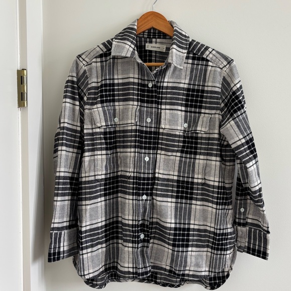 Everlane Boyfriend Flannel Shirt Black White Plaid 100% Organic Cotton Size M - Picture 5 of 8